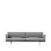 Canapé Outline 3 places tissu, tissu fiord 151 grey, pieds noirs