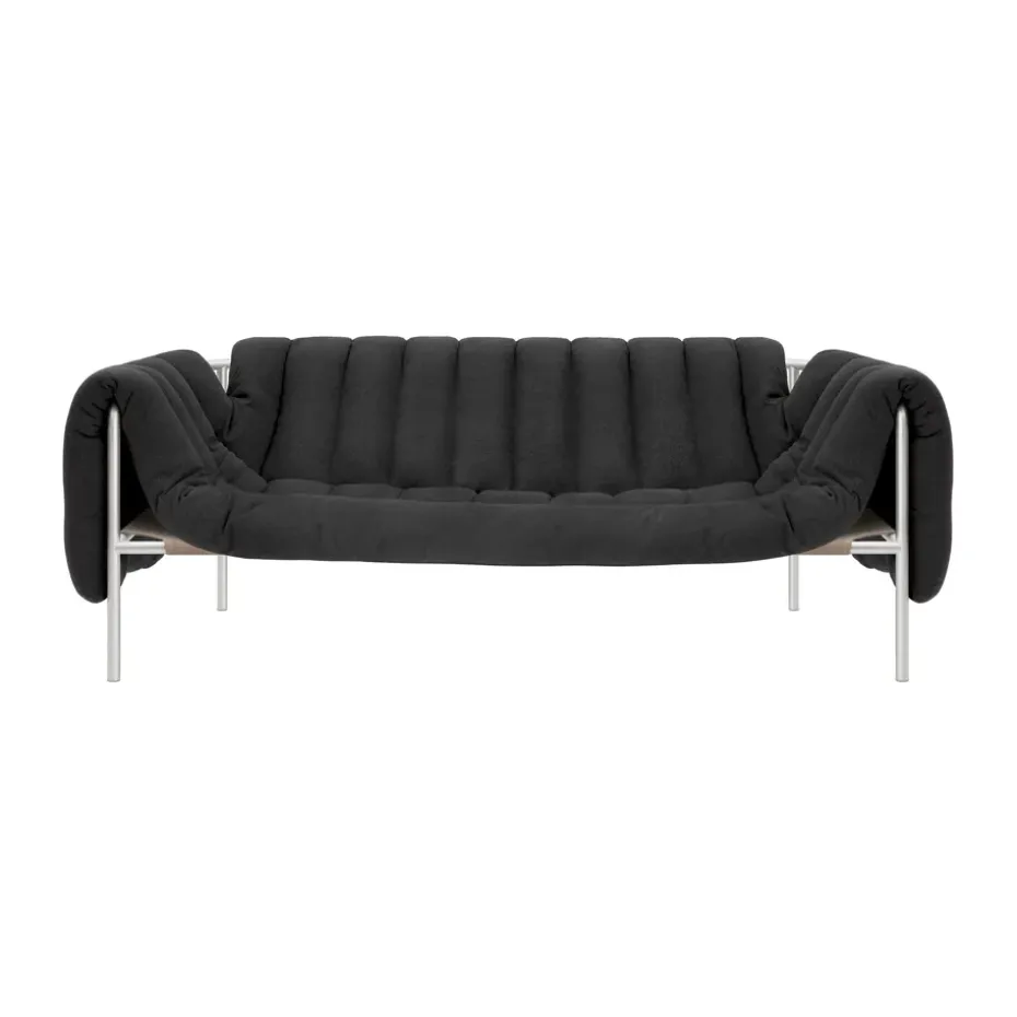 Canapé Puffy 2,5 places 205 cm, Anthracite-acier inoxydable