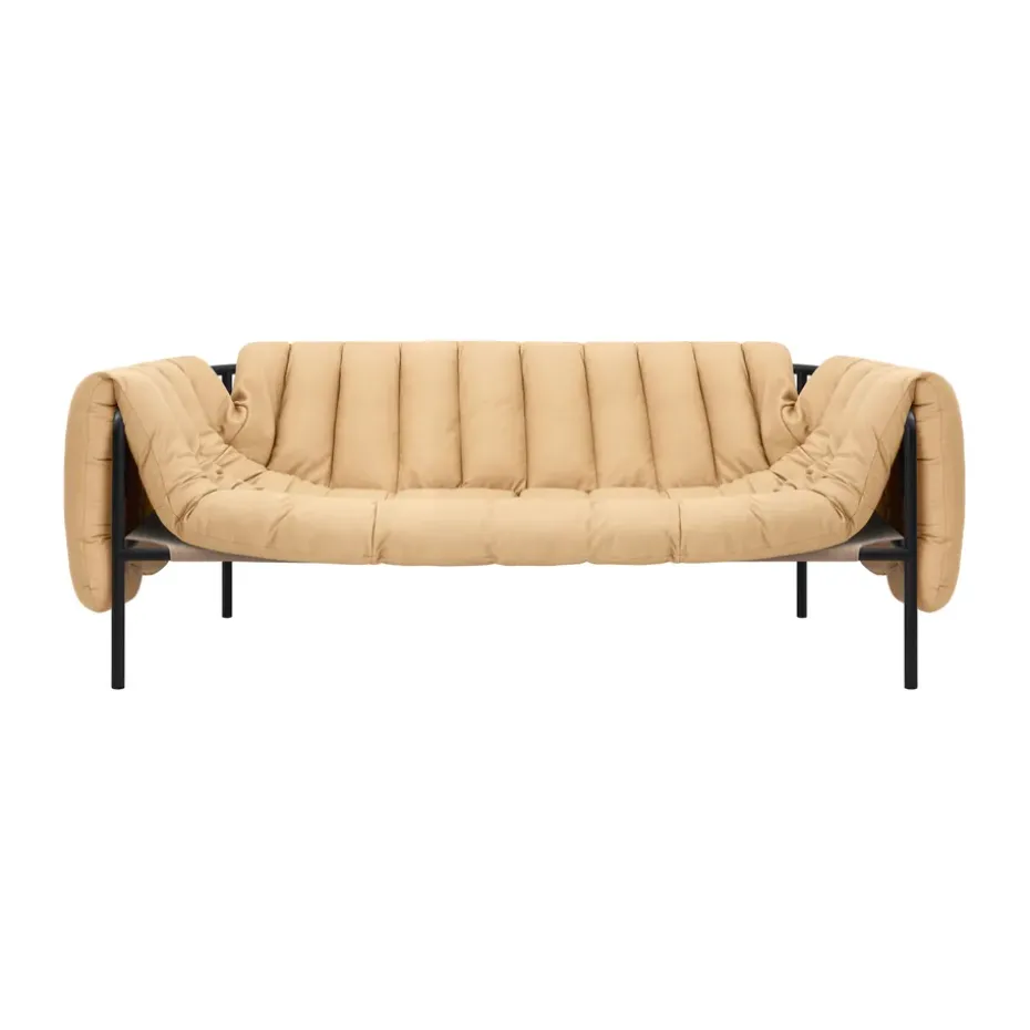 Canapé Puffy 2,5 places 205 cm, Sand leather-black grey