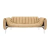 Canapé Puffy 2,5 places 205 cm, Sand leather-acier inoxydable