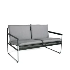 Canapé Slow 2 places, Sunbrella gris-structure en acier noir