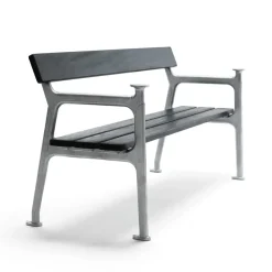 Canapé Vilamoura, Lasure acajou noir, support en aluminium brut