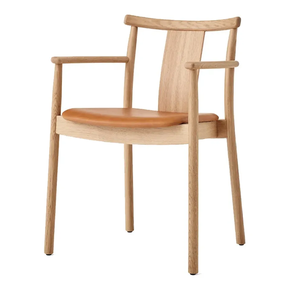 Chaise à accoudoirs avec coussin Merkur, Oak- Dakar 0250 cognac