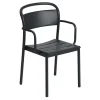Chaise à accoudoirs Linear steel armchair, Black