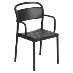 Chaise à accoudoirs Linear steel armchair, Black