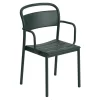 Chaise à accoudoirs Linear steel armchair, Dark green