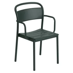 Chaise à accoudoirs Linear steel armchair, Dark green