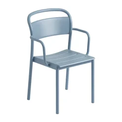 Chaise à accoudoirs Linear steel armchair, Pale blue