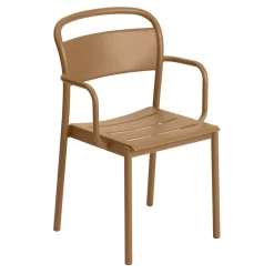 Chaise à accoudoirs Linear steel armchair, Burnt orange