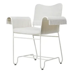 Chaise à accoudoirs Tropique avec franges, White semi matt-Leslie 06