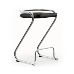 Chaise à accoudoirs X75-2, Cuir Elmo Nordic Noir - base en chrome