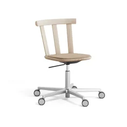 Chaise Alt sur pied pivotant avec assise rembourrée en chêne, Hallingdal 65-200 beige-vernis mat clair
