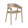 Chaise avec accoudoirs Cover assise revêtue de tissu, Refine leather cognac-Oak