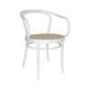 Chaise avec accoudoirs Ton no.30 assise en rotin, Lasuré blanc B20-New Rotin