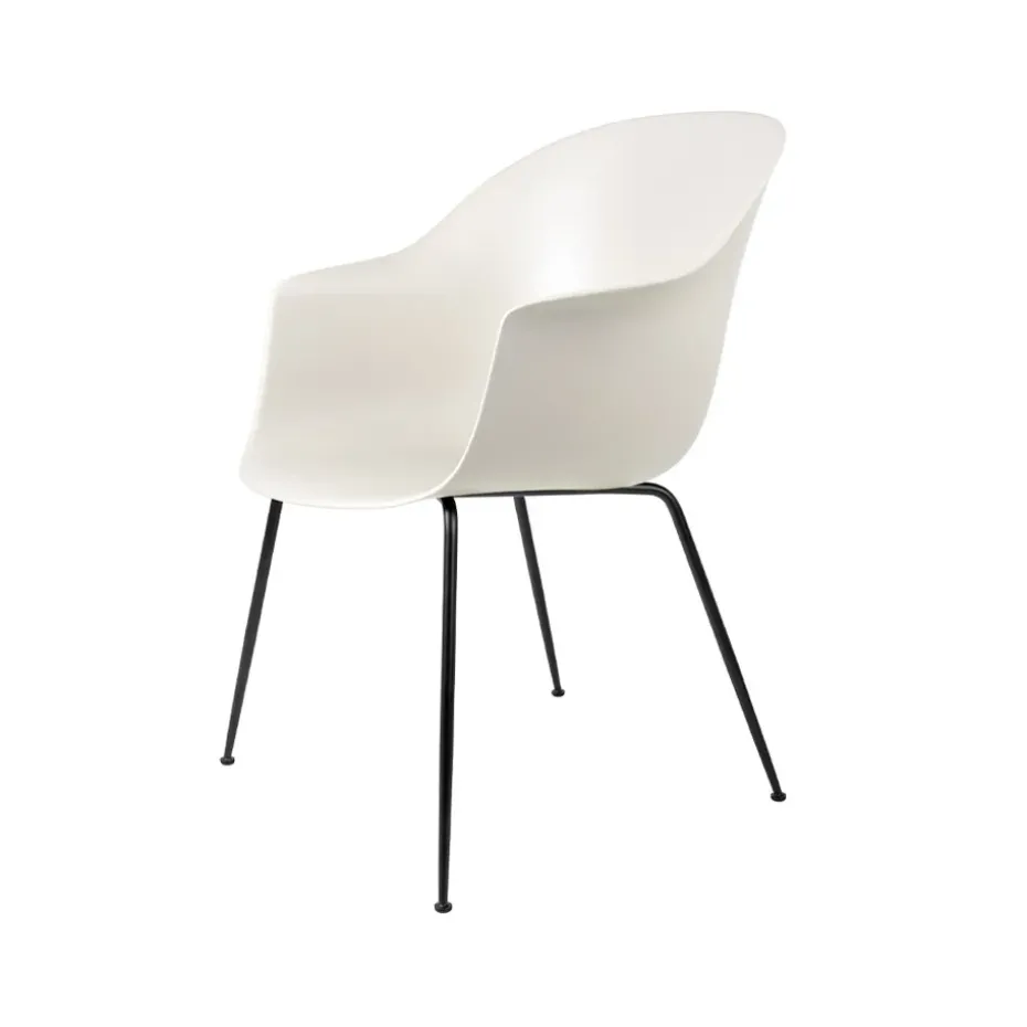 Chaise Bat, alabaster white, structure en acier noir