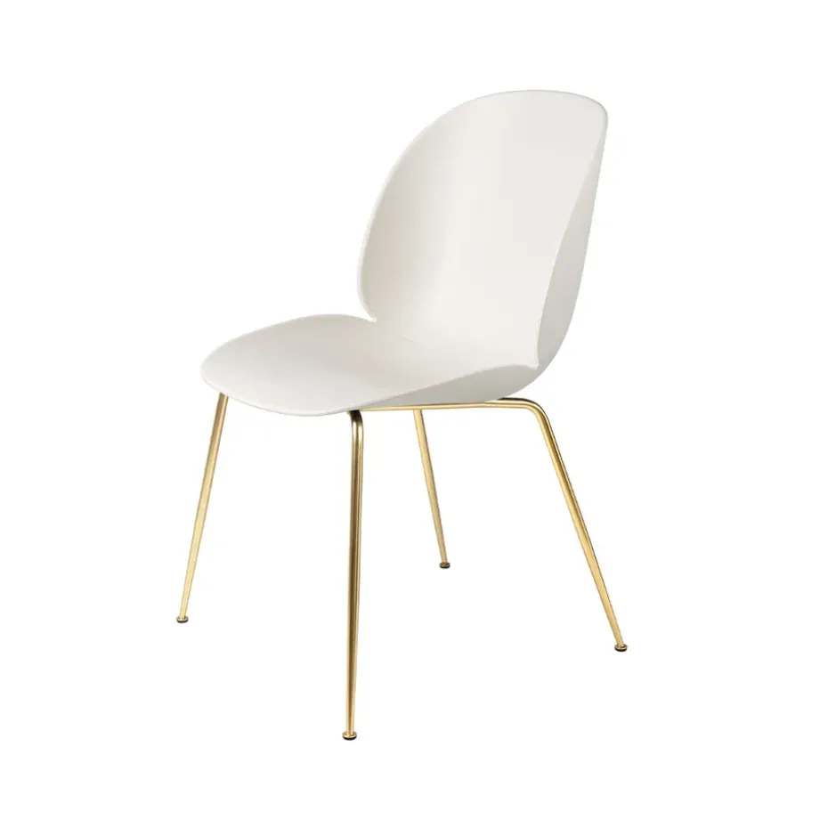 Chaise Beetle, Blanc albâtre, support en laiton