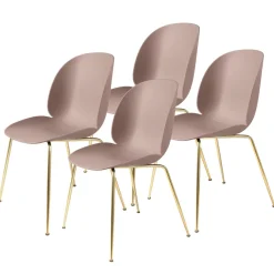 Chaise Beetle pieds en laiton Lot de 4, Sweet Pink