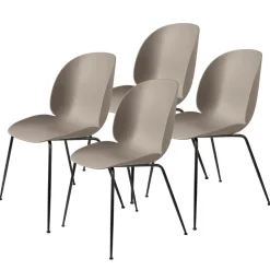 Chaise Beetle pieds noirs Lot de 4, New Beige