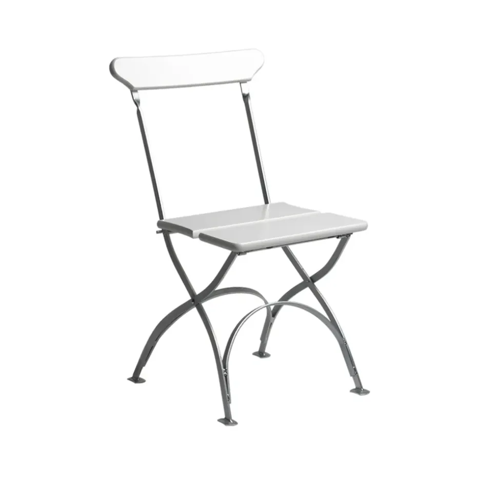 Chaise Brasserie, Chêne laqué blanc-galvanisation à chaud