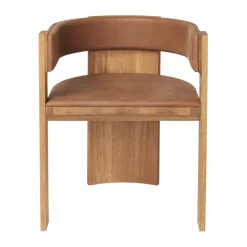 Chaise Collector, Chêne verni chaud-cuir cognac