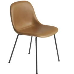Chaise d’appoint Fiber, Refine leather cognac-Black