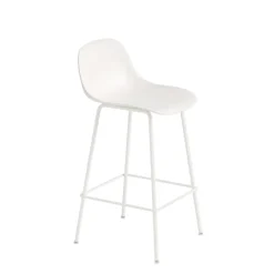 Chaise de bar Fiber Tube à dossier 65 cm, blanc