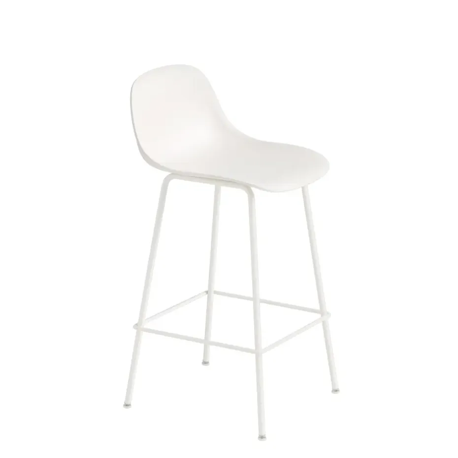 Chaise de bar Fiber Tube à dossier 65 cm, blanc