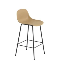 Chaise de bar Fiber Tube à dossier 65 cm, Ochre-Black (plastic)