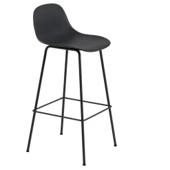 Chaise de bar Fiber Tube à dossier 75 cm, noir