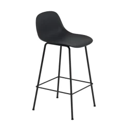 Chaise de bar Fiber Tube à dossier 65 cm, noir