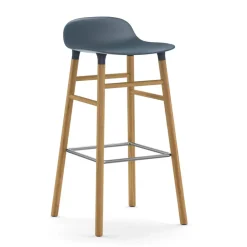 Chaise de bar Form Chair pieds en chêne, bleu