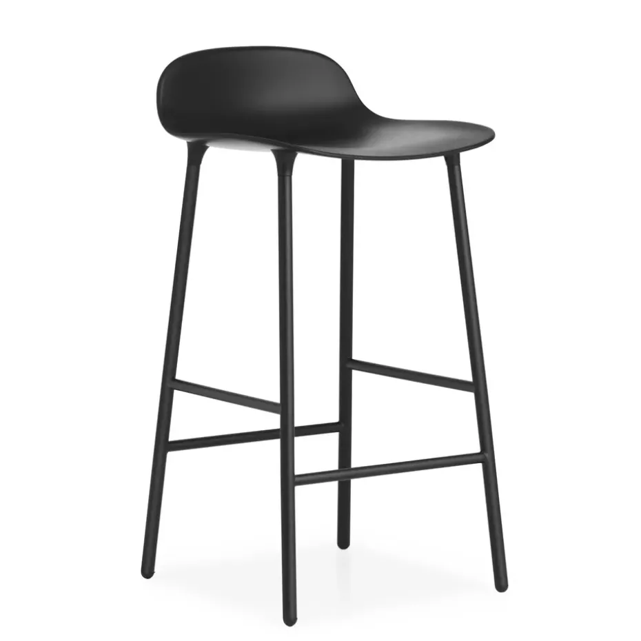 Chaise de bar Form Chair pieds en métal, Noir