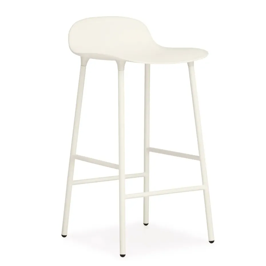 Chaise de bar Form Chair pieds en métal, blanc