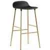 Chaise de bar Form pieds en laiton 75 cm, Noir