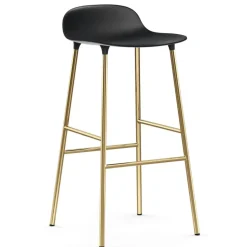 Chaise de bar Form pieds en laiton 75 cm, Noir
