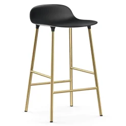 Chaise de bar Form pieds en laiton, Noir