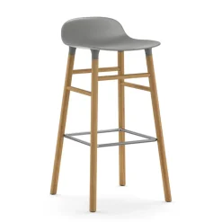Chaise de bar Form pieds en chêne 75 cm, gris