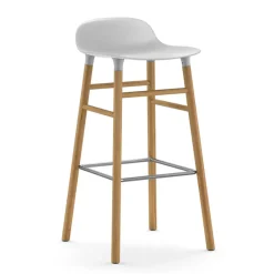 Chaise de bar Form pieds en chêne 75 cm, blanc