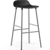 Chaise de bar Form pieds chromés 75 cm, Noir
