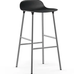 Chaise de bar Form pieds chromés 75 cm, Noir