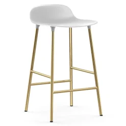 Chaise de bar Form pieds en laiton, Blanc