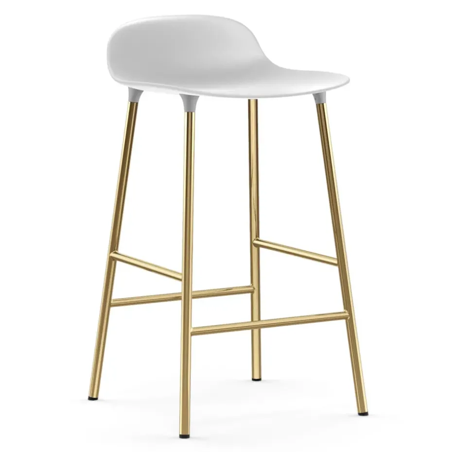 Chaise de bar Form pieds en laiton, Blanc