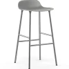 Chaise de bar Form pieds chromés 75 cm, Gris