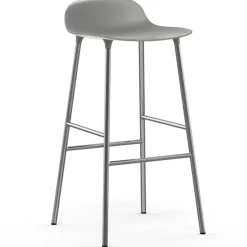 Chaise de bar Form pieds chromés 75 cm, Gris