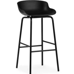 Chaise de bar Hyg pieds en métal 75 cm, Noir