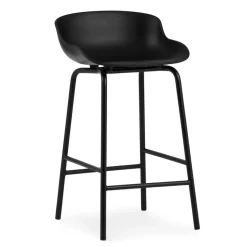 Chaise de bar Hyg pieds en métal 65 cm, Noir