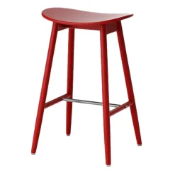 Chaise de bar Icha 65 cm, Hêtre verni rouge