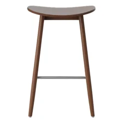 Chaise de bar Icha 65 cm, Hêtre teinté noyer