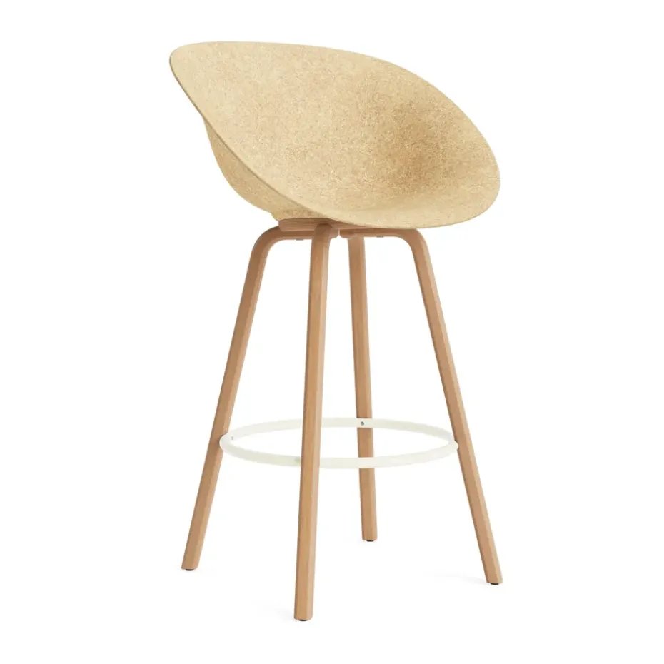 Chaise de bar Mat Bar Chair 75 cm, Hemp-hêtre-crème acier
