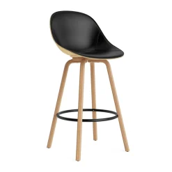 Chaise de bar Mat Bar Chair habillé sur le devant 75 cm, Ultra 41599-hemp-beech-black steel
